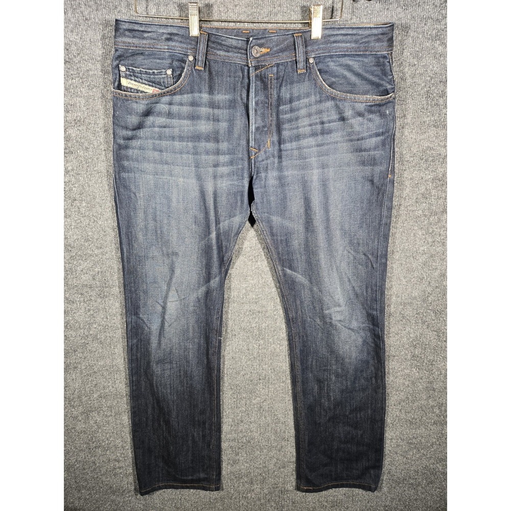 Diesel Safado Jeans Mens 34x32 ORUS6 Regular Slim Straight Dark Wash Button Fly